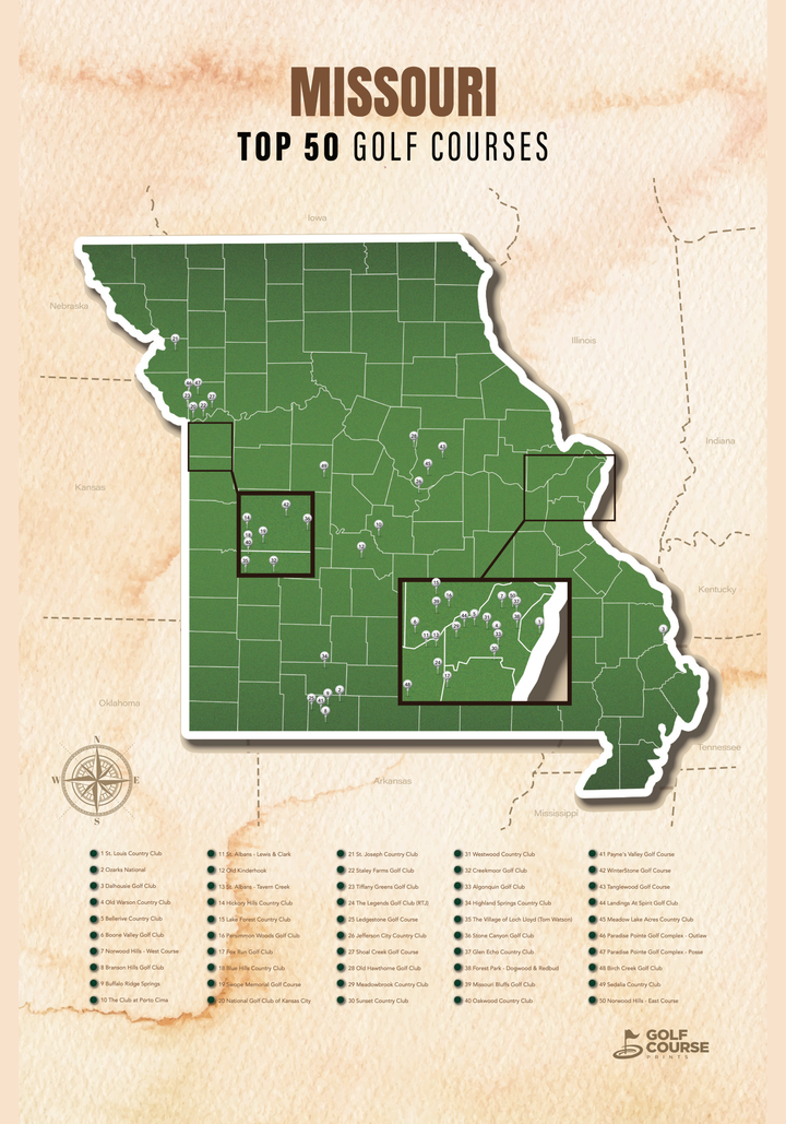 Map of Missouri Golf Courses