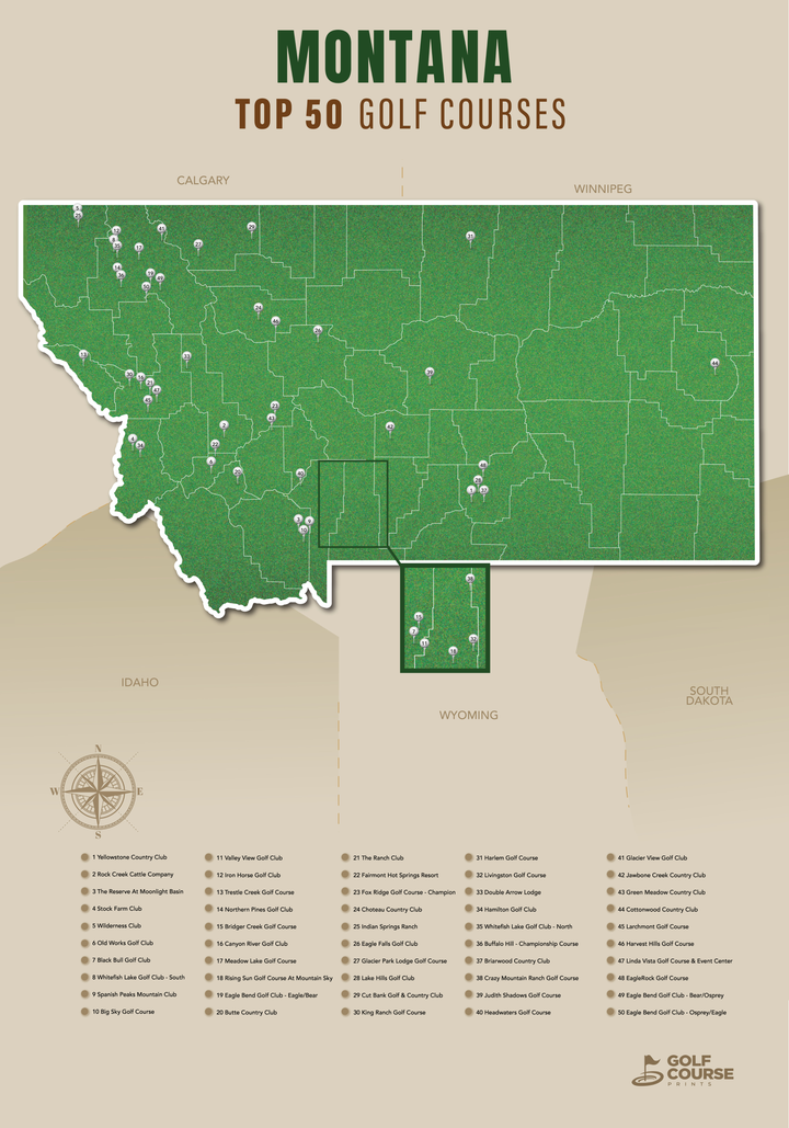 Map of Montana Golf Courses