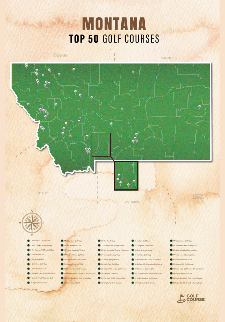 Map of Montana Golf Courses