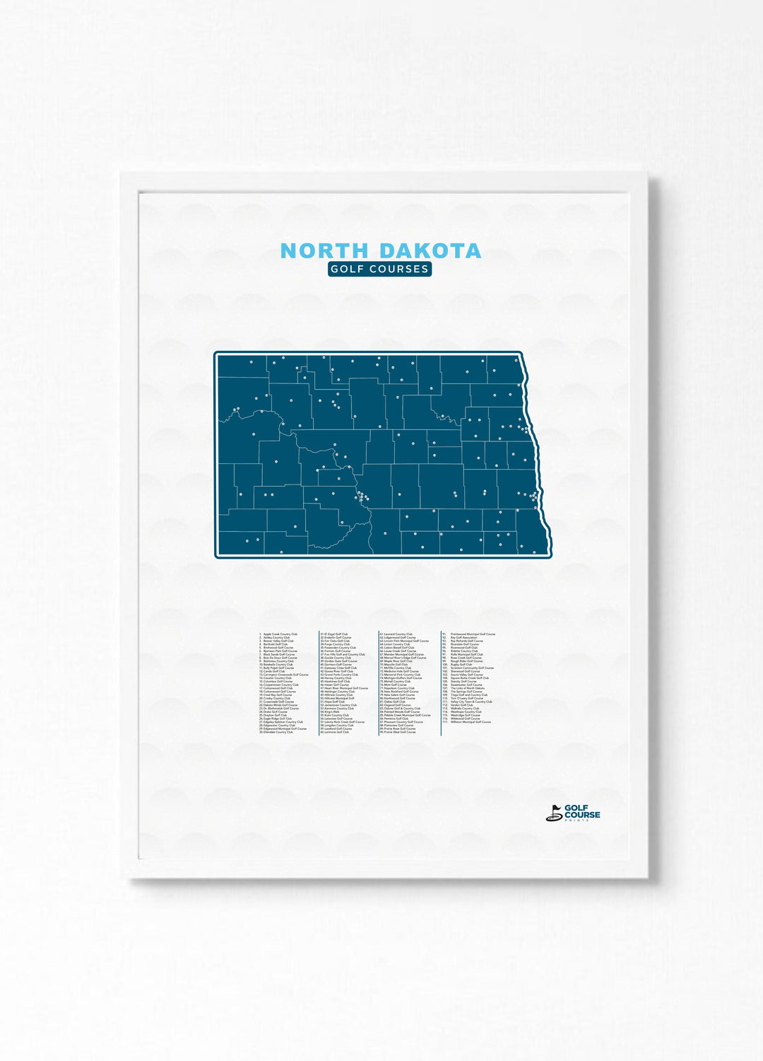 Map of North Dakota Golf Courses