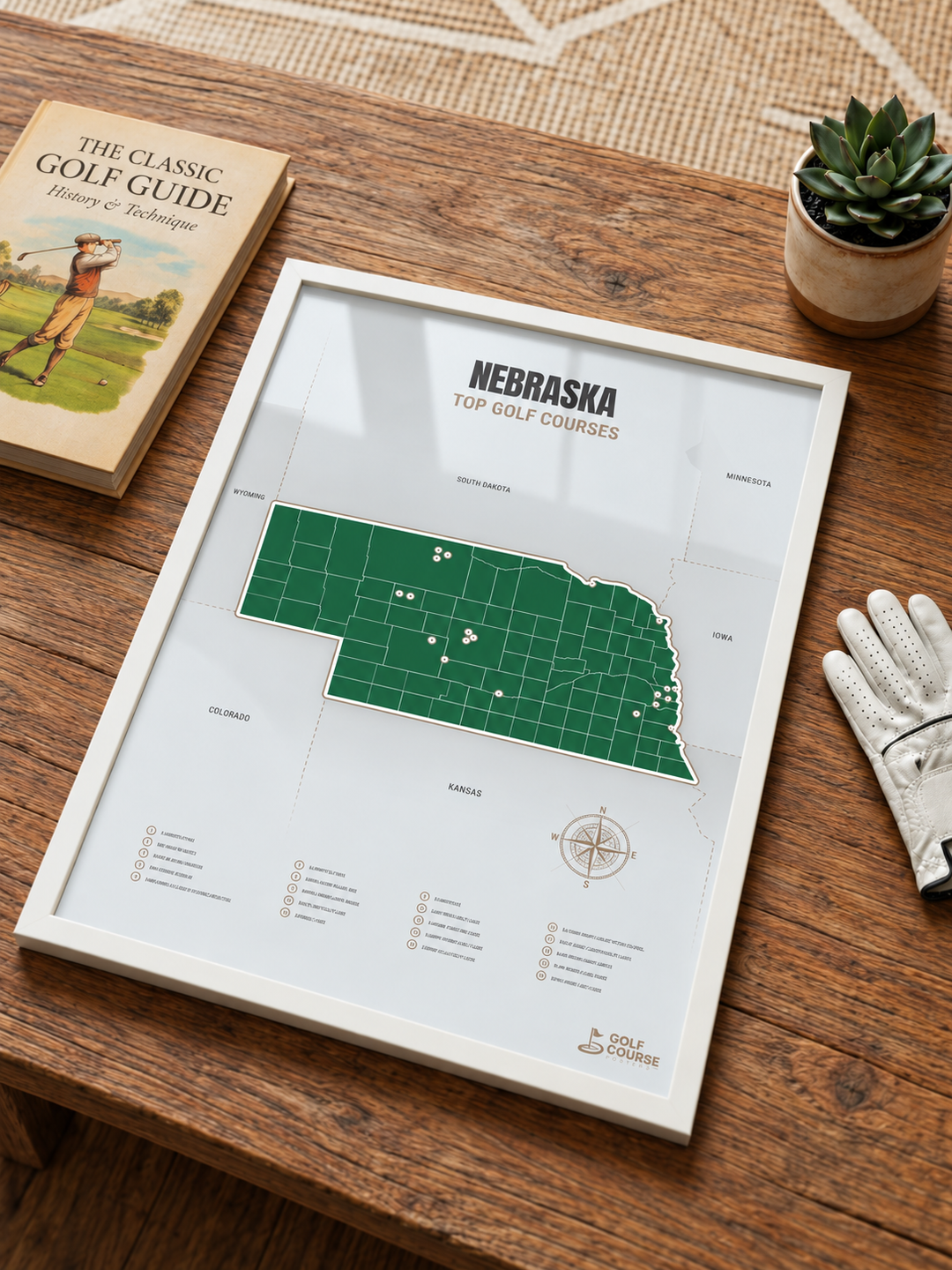 Nebraska golf courses map in Green - Lifestyle Table