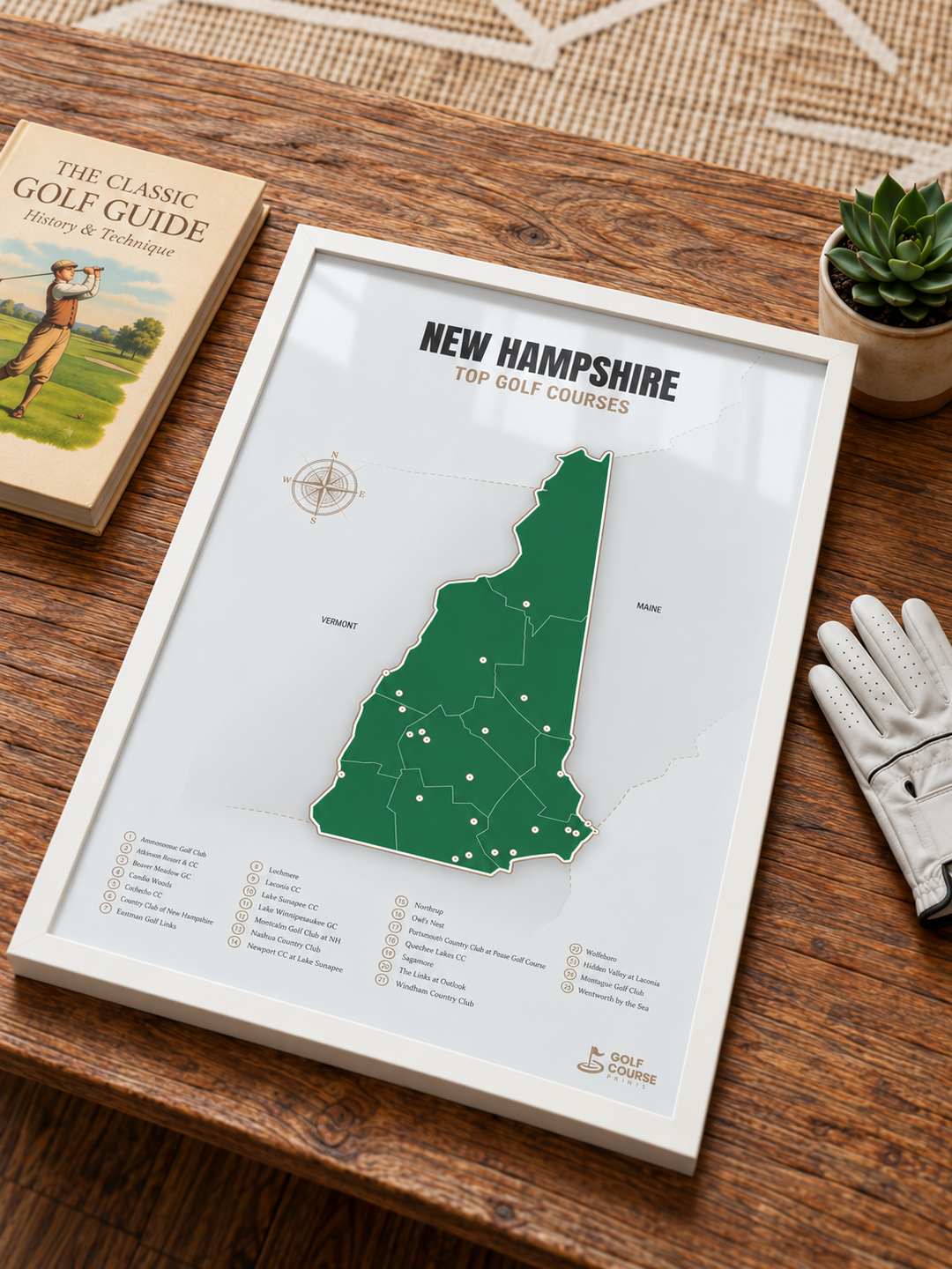 New Hampshire golf courses map in Green - Lifestyle Table