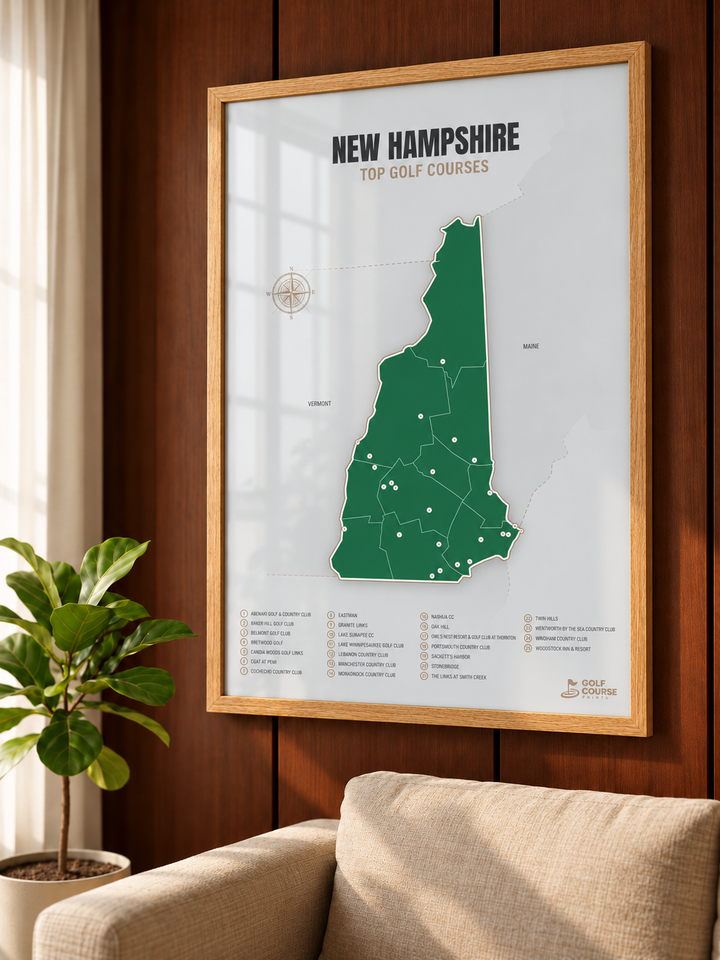 New Hampshire golf courses map in Green - Lifestyle Wall