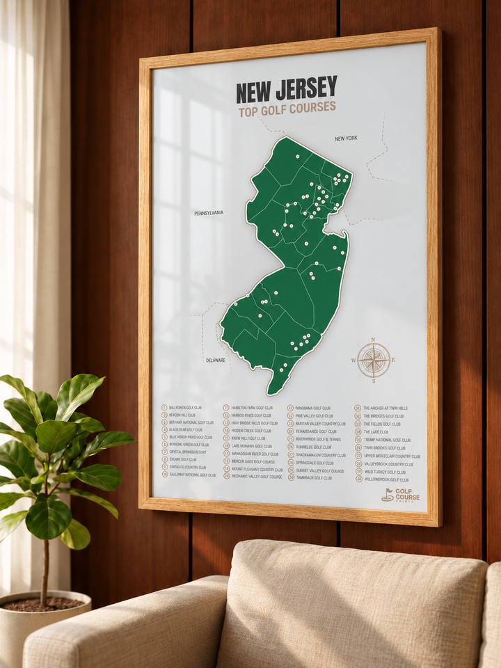 New Jersey golf courses map in Green - Lifestyle Wall