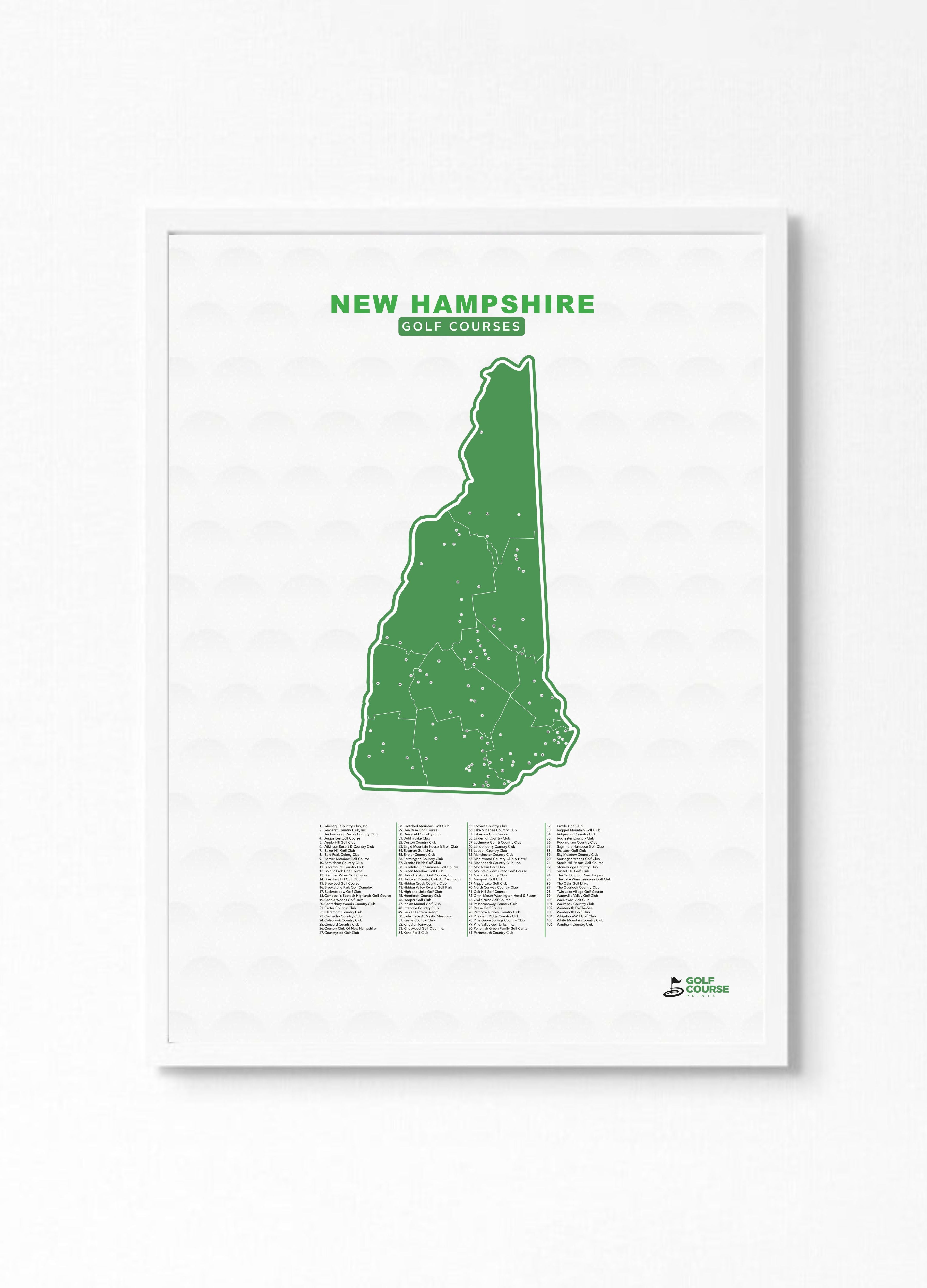 Best New Hampshire Golf Course Map Special Gift Golf Course Prints