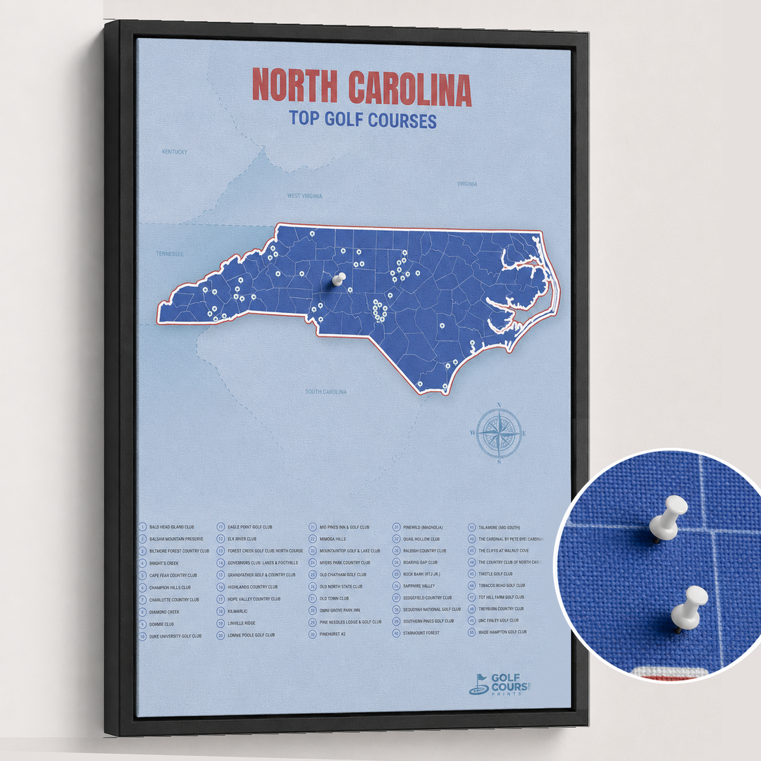 Map of North Carolina Golf Courses