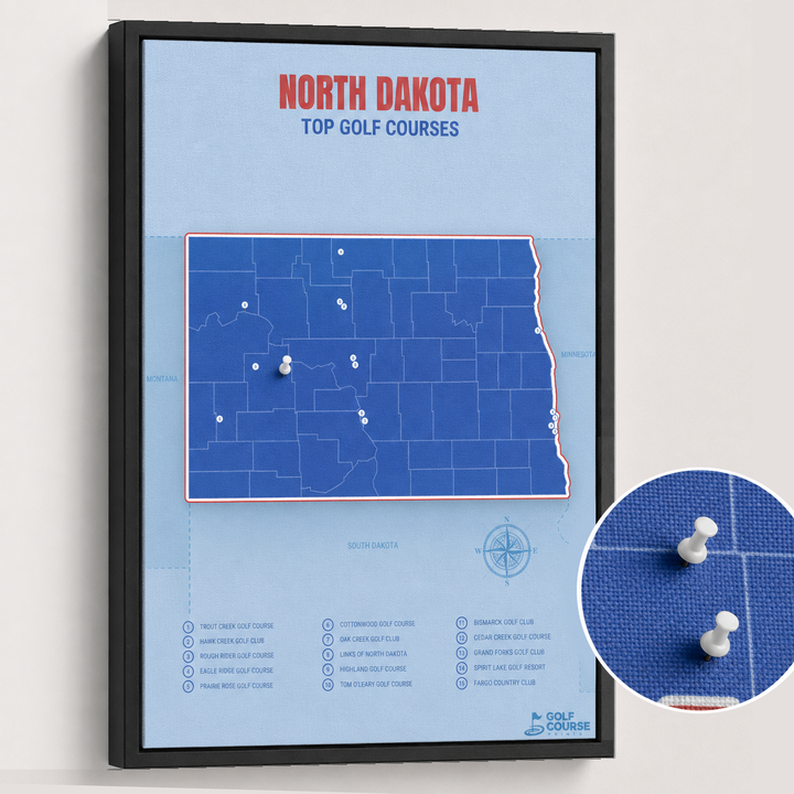 Map of North Dakota Golf Courses