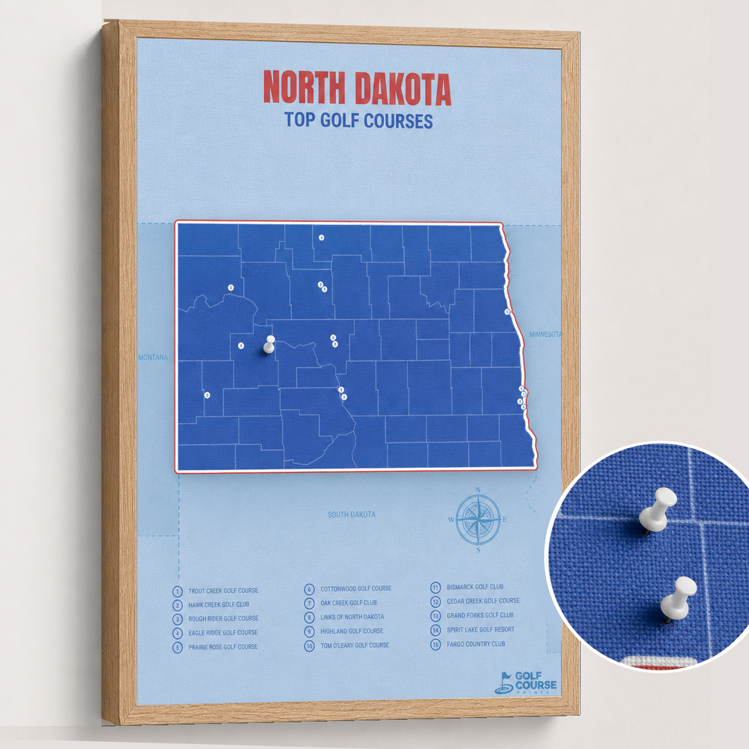Map of North Dakota Golf Courses