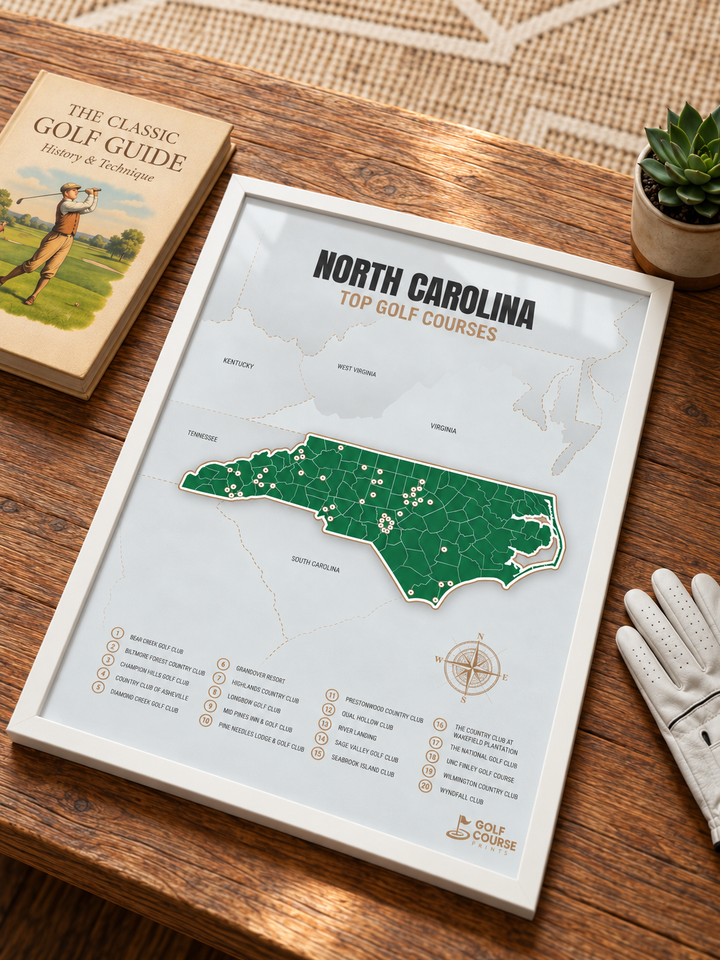 North Carolina golf courses map in Green - Lifestyle Table