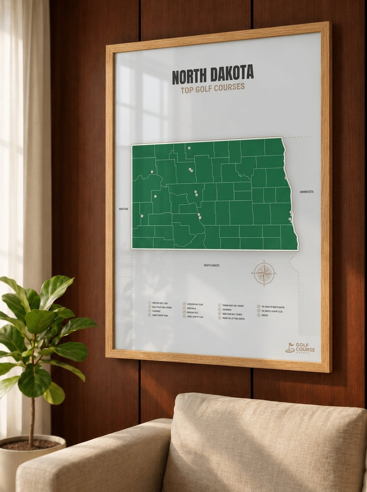 North Dakota golf courses map in Green - Lifestyle Wall