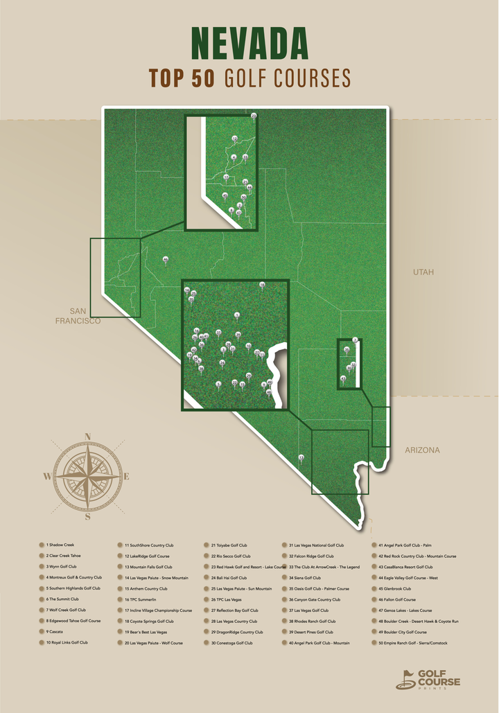 Map of Nevada Golf Courses