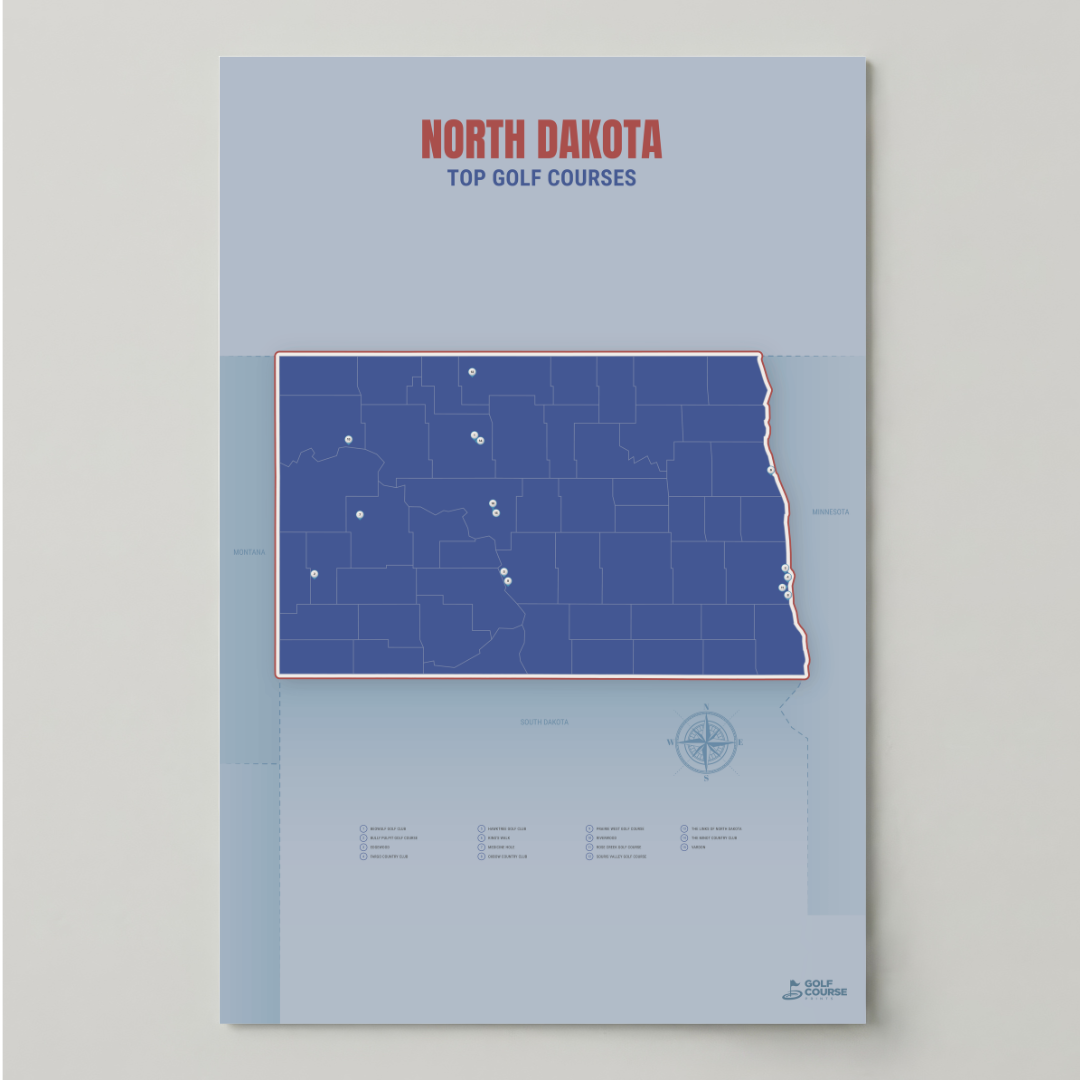 Map of North Dakota Golf Courses
