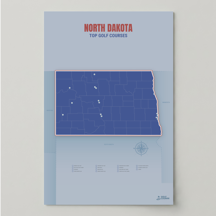 Map of North Dakota Golf Courses