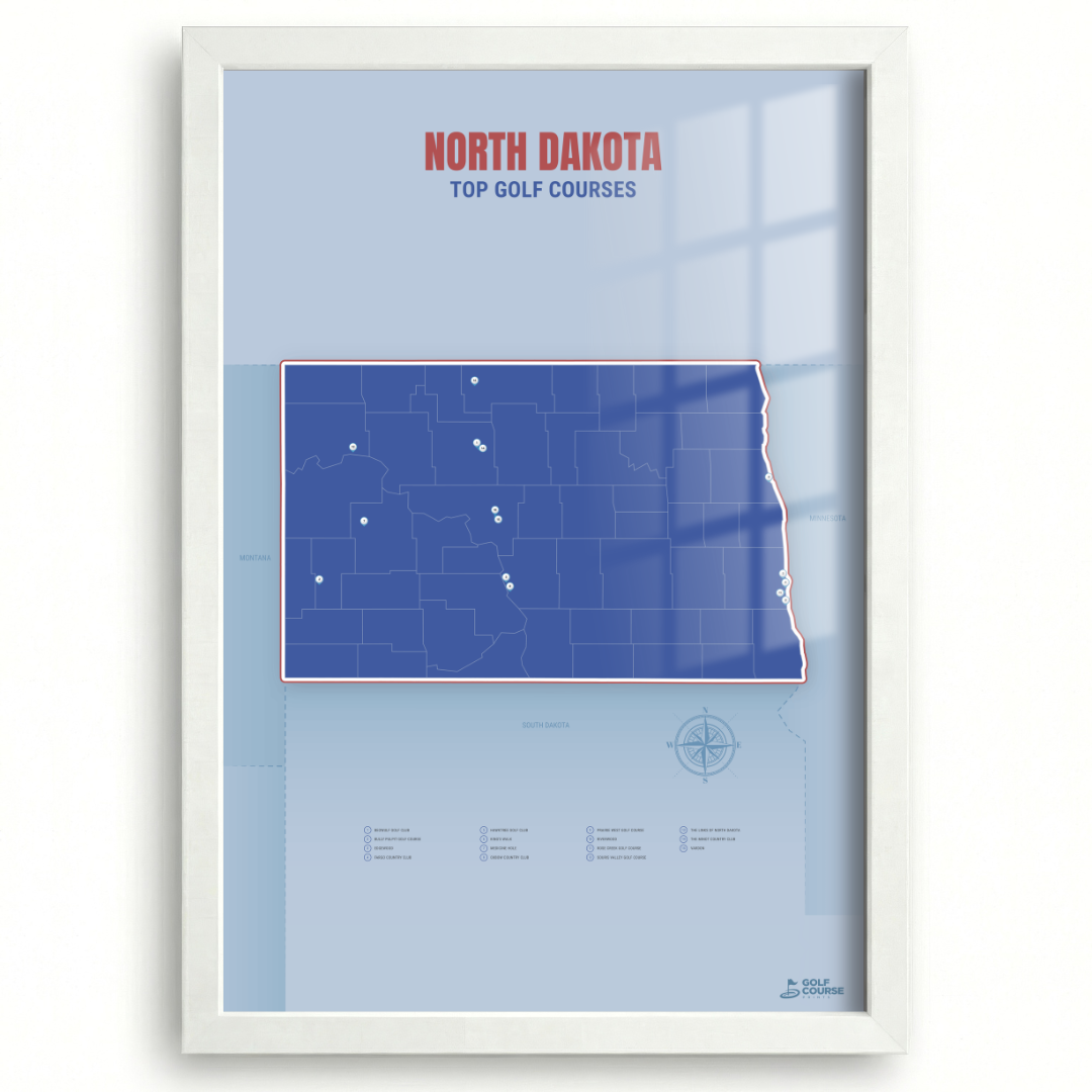 Map of North Dakota Golf Courses