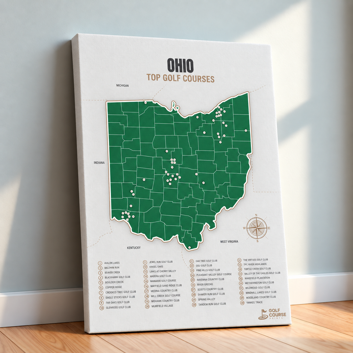 Ohio golf courses map in Green - Canvas