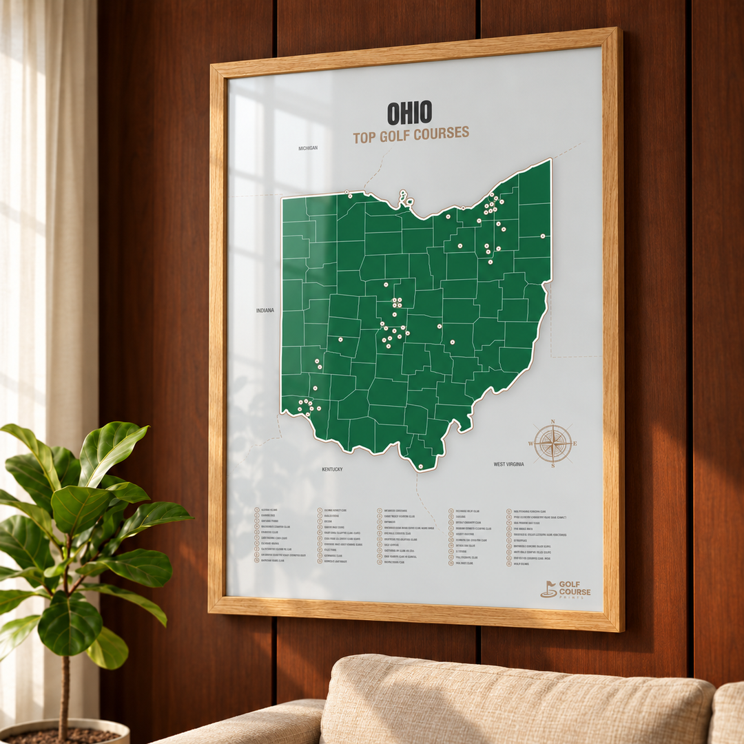 Ohio golf courses map in Green - Lifestyle Wall