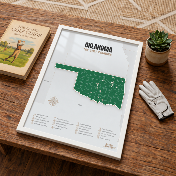 Oklahoma golf courses map in Green - Lifestyle Table