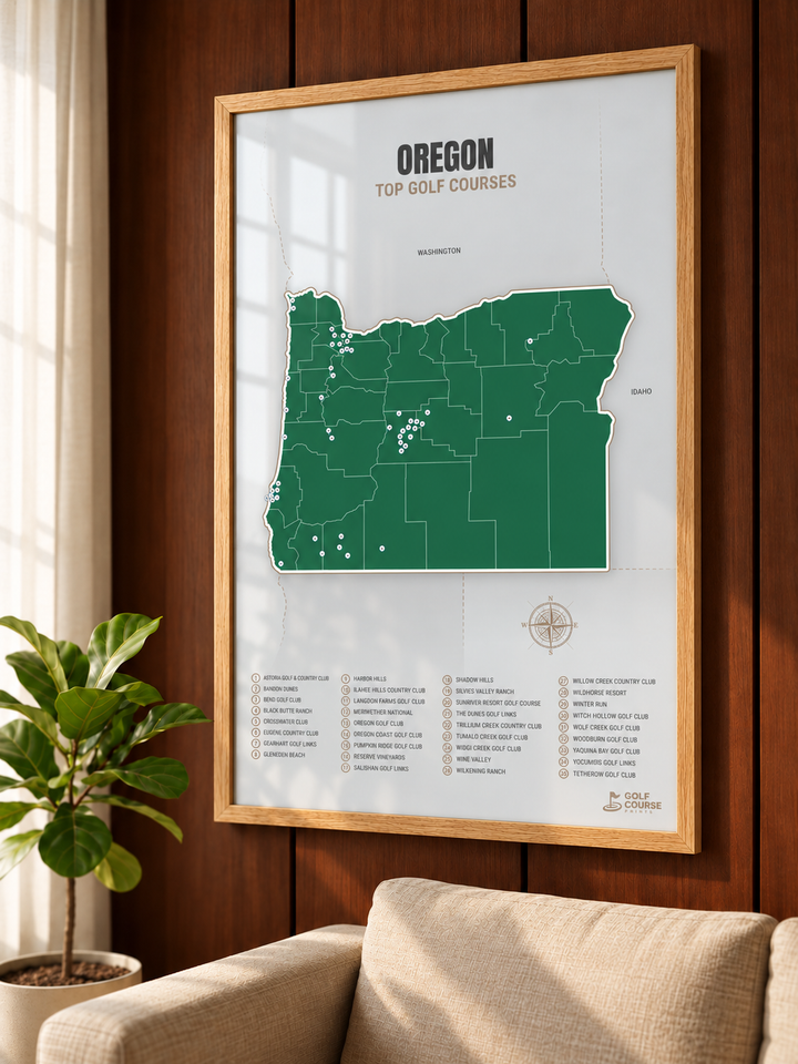 Oregon golf courses map in Green - Lifestyle Wall