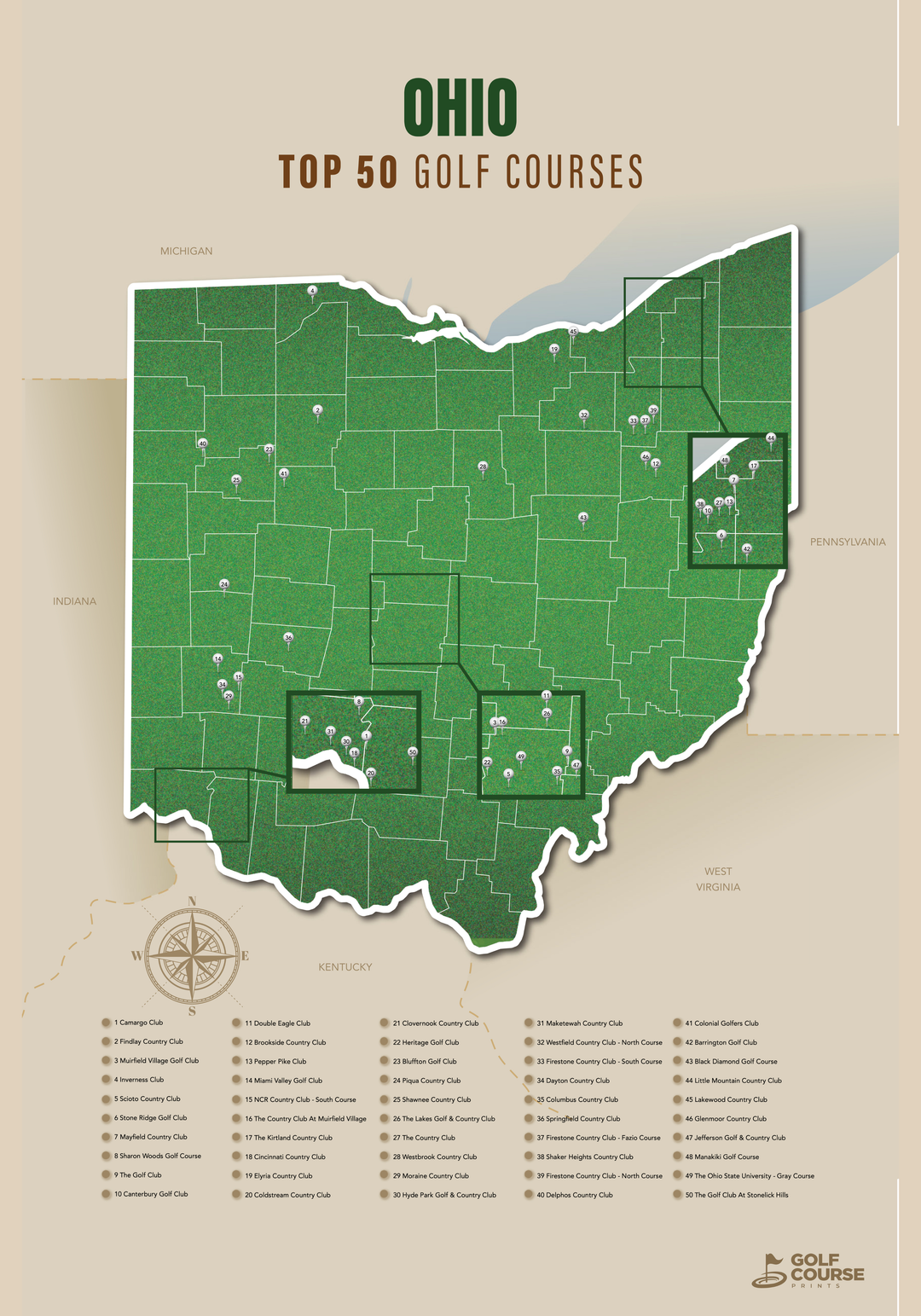 Map of Ohio Golf Courses