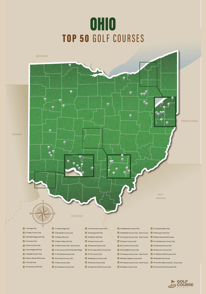 Map of Ohio Golf Courses