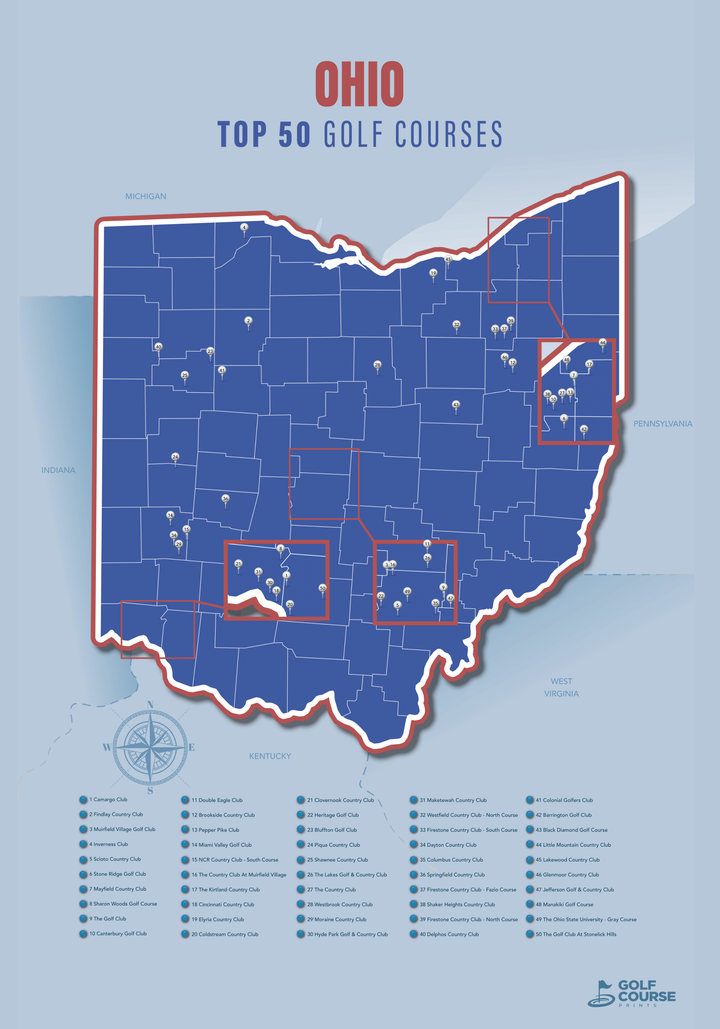 Map of Ohio Golf Courses