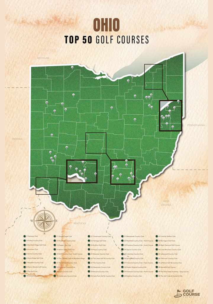 Map of Ohio Golf Courses