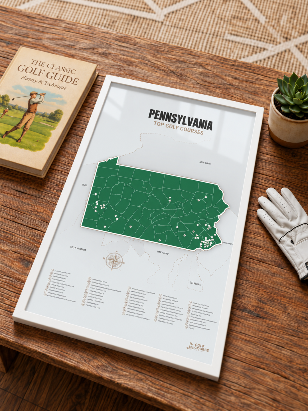 Pennsylvania golf courses map in Green - Lifestyle Table