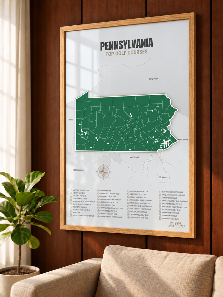 Pennsylvania golf courses map in Green - Lifestyle Wall