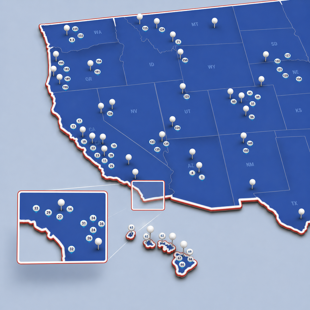 United States Push Pin Map: Top 250 Golf Courses (Green)
