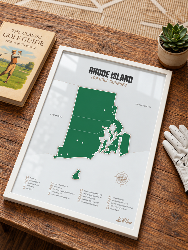 Rhode Island golf courses map in Green - Lifestyle Table
