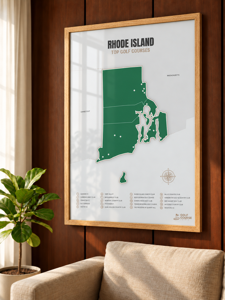 Rhode Island golf courses map in Green - Lifestyle Wall
