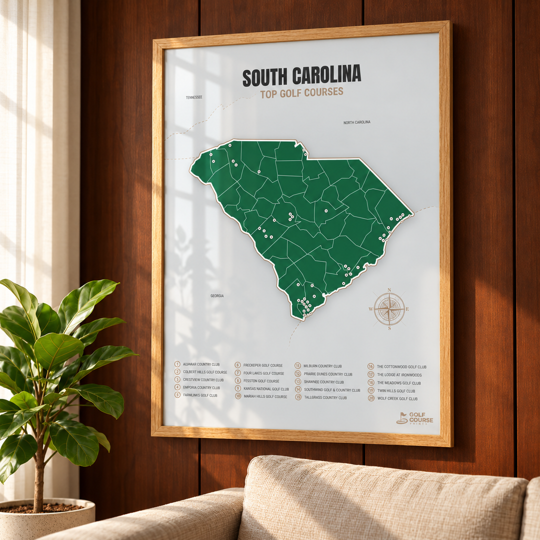 South Carolina golf courses map in Green - Lifestyle Wall