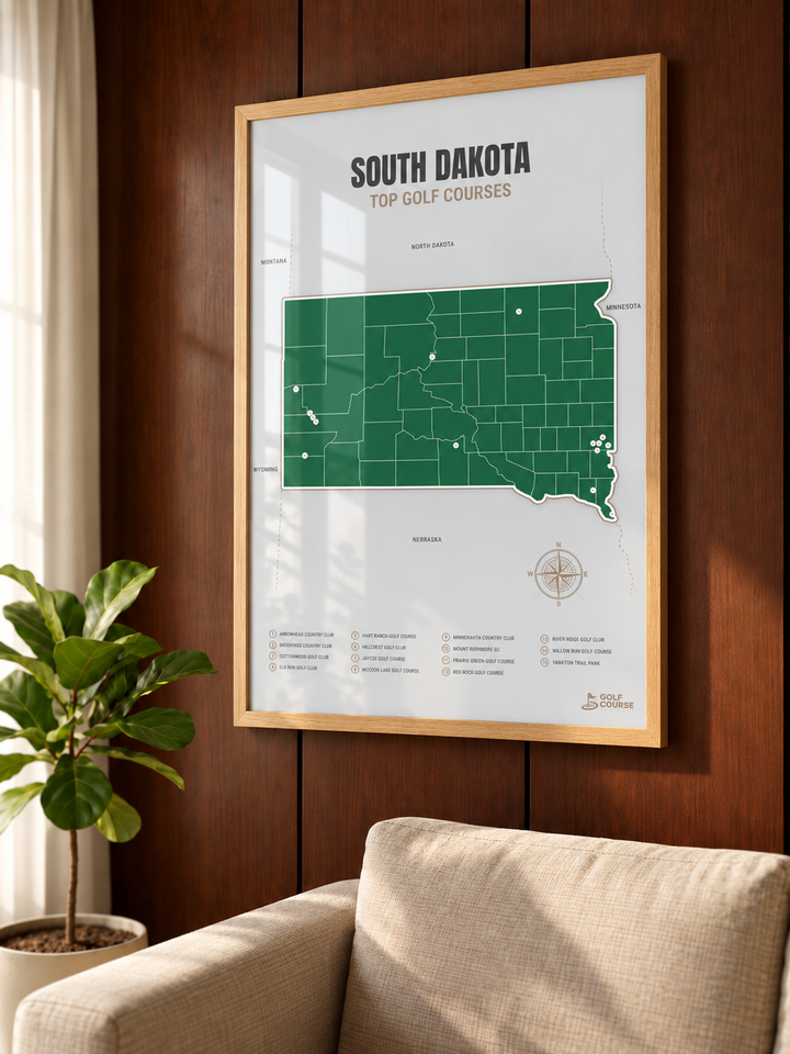 South Dakota golf courses map in Green - Lifestyle Wall