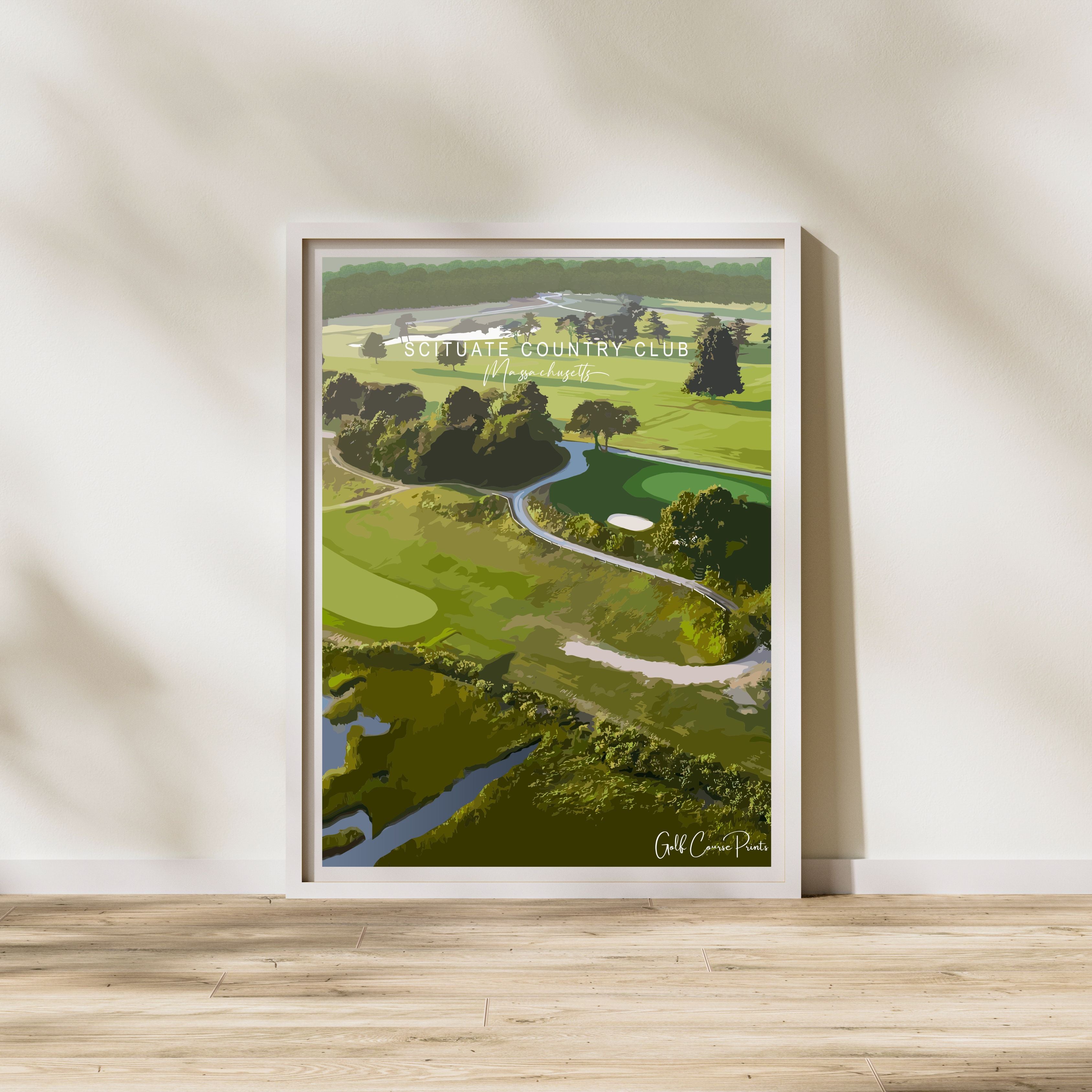Scituate Country Club Massachusetts Watercolor Print Golf Course