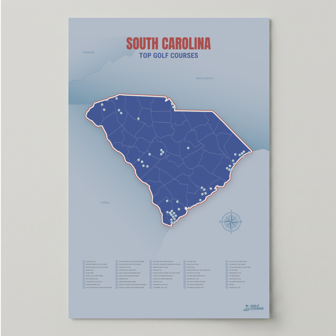 Map of South Carolina Golf Courses