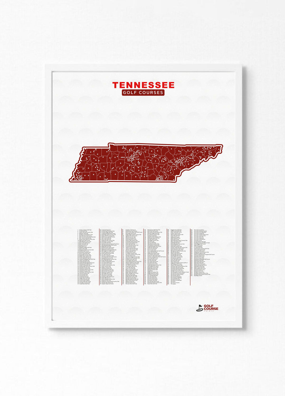 Map of Tennessee Golf Courses