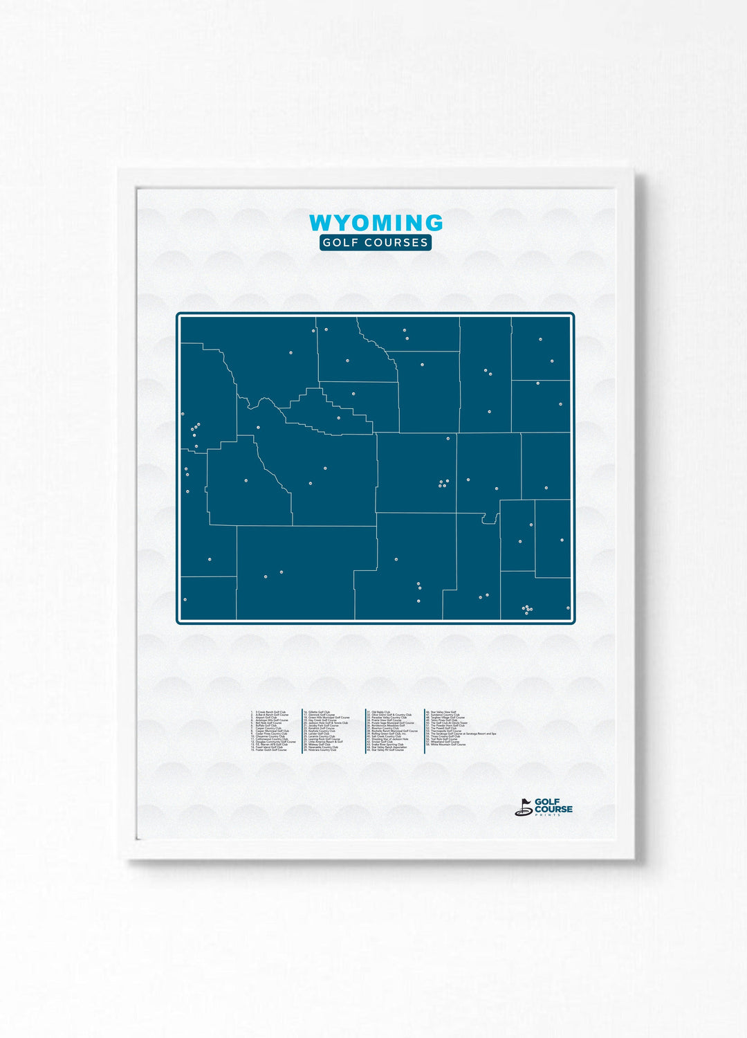 Map of Wyoming Golf Courses - Golf Course Prints