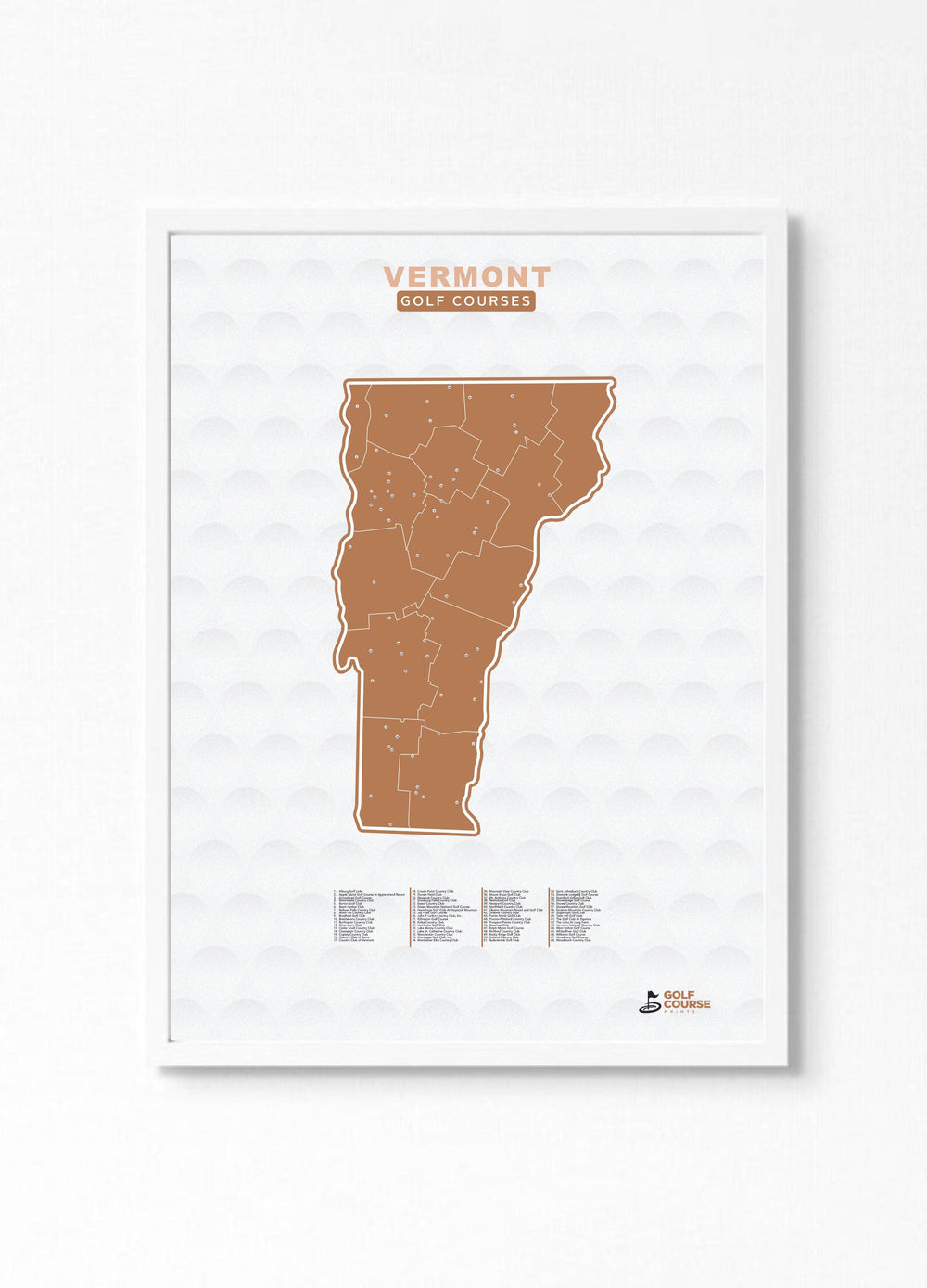 Map of Vermont Golf Courses - Golf Course Prints