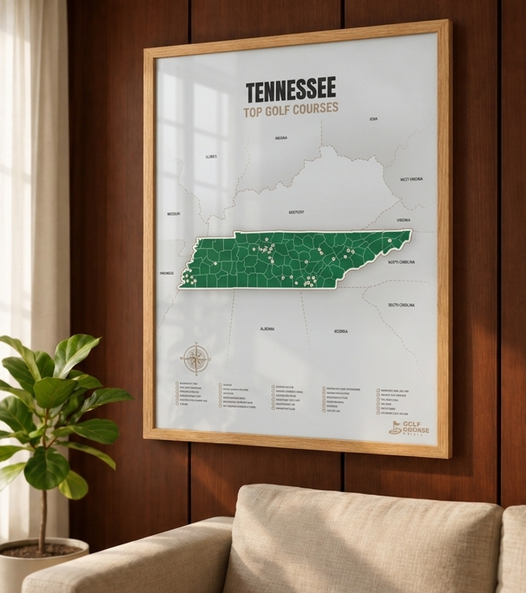 Tennessee golf courses map in Green - Lifestyle Wall