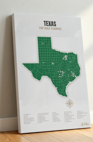 Texas golf courses map in Green - Canvas