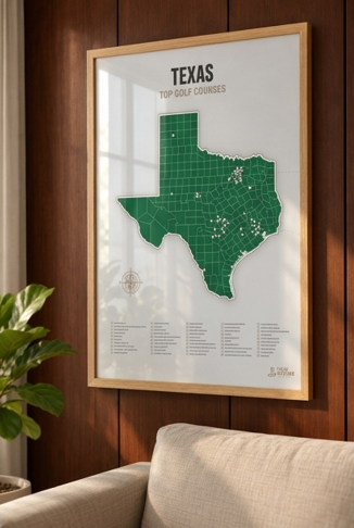 Texas golf courses map in Green - Lifestyle Wall