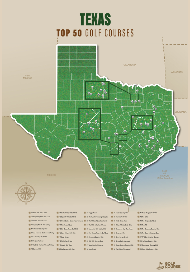 Map of Texas Golf Courses