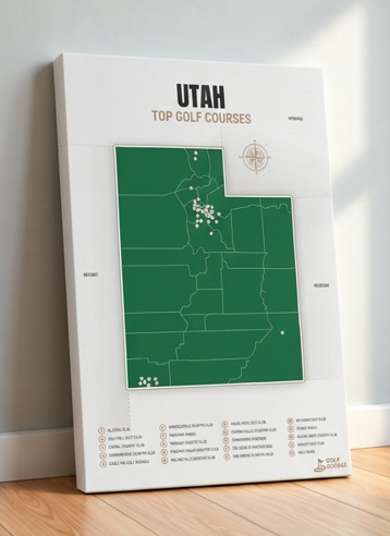 Utah golf courses map in Green - Canvas