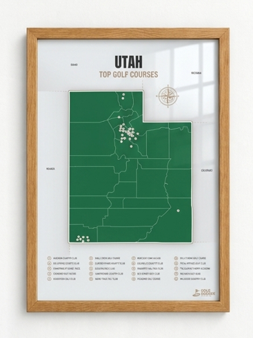 Utah golf courses map in Green - Wooden Framed