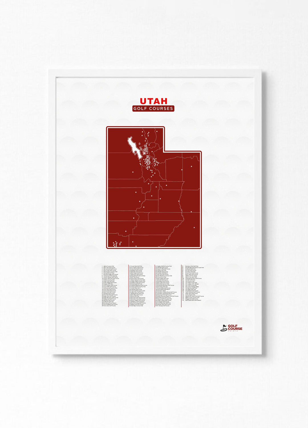 Map of Utah Golf Courses