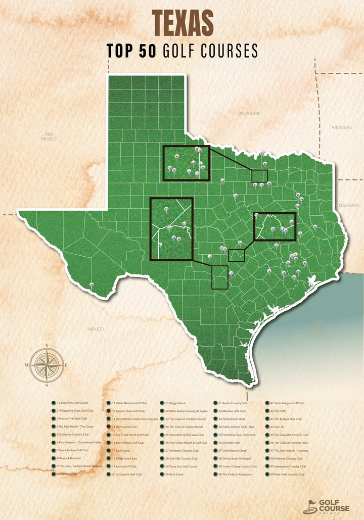 Map of Texas Golf Courses