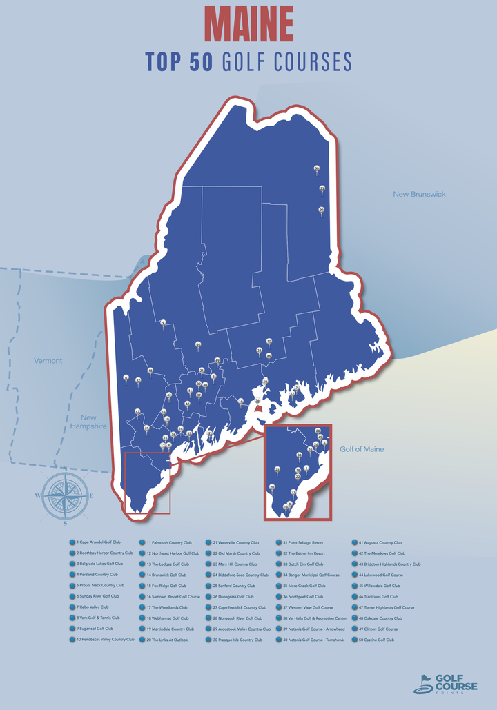 Map of Maine Golf Courses