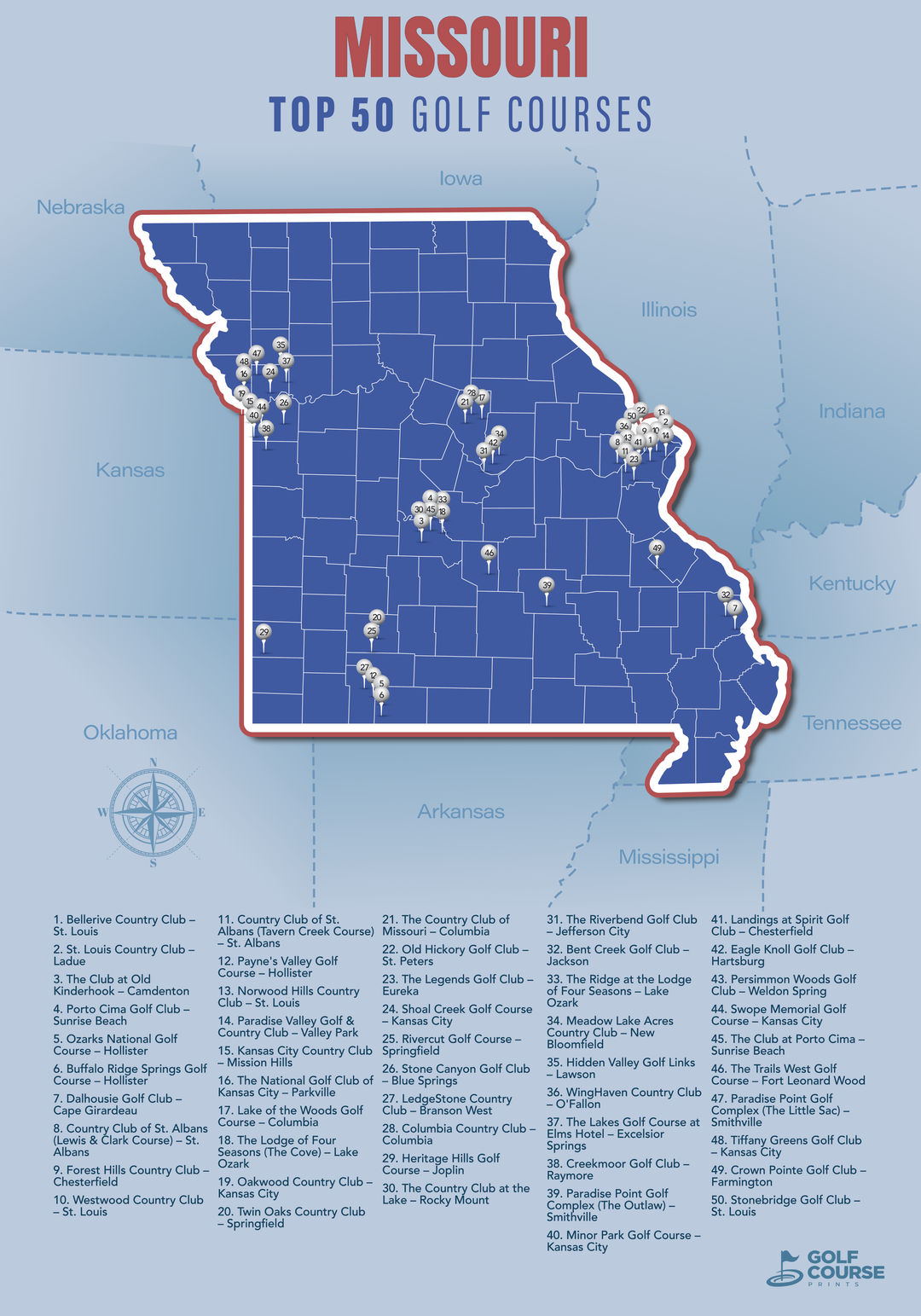 Map of Missouri Golf Courses