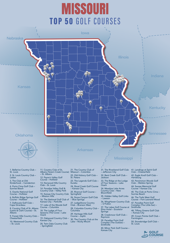 Map of Missouri Golf Courses