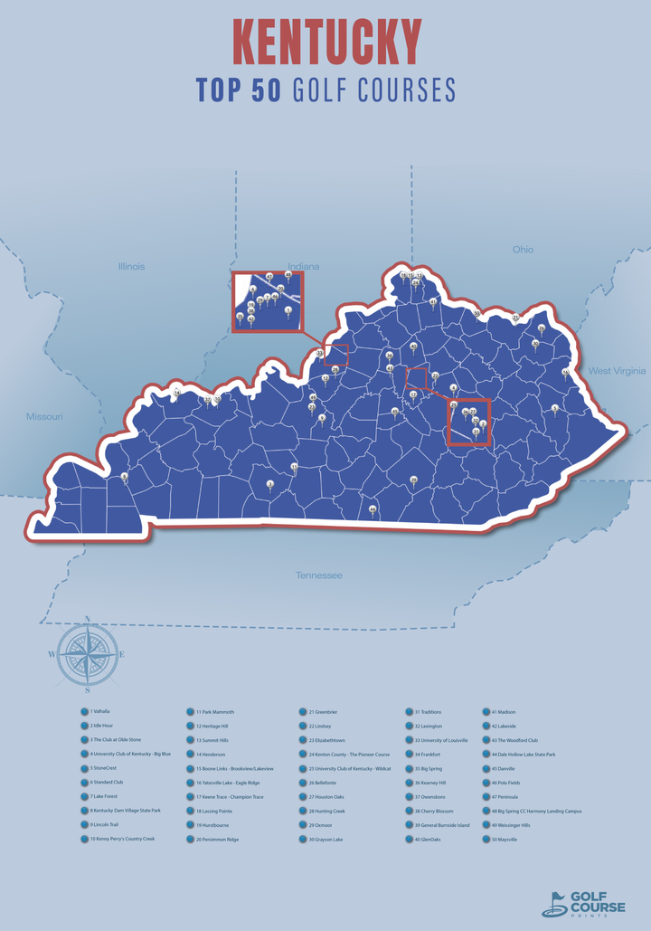 Map of Kentucky Golf Courses